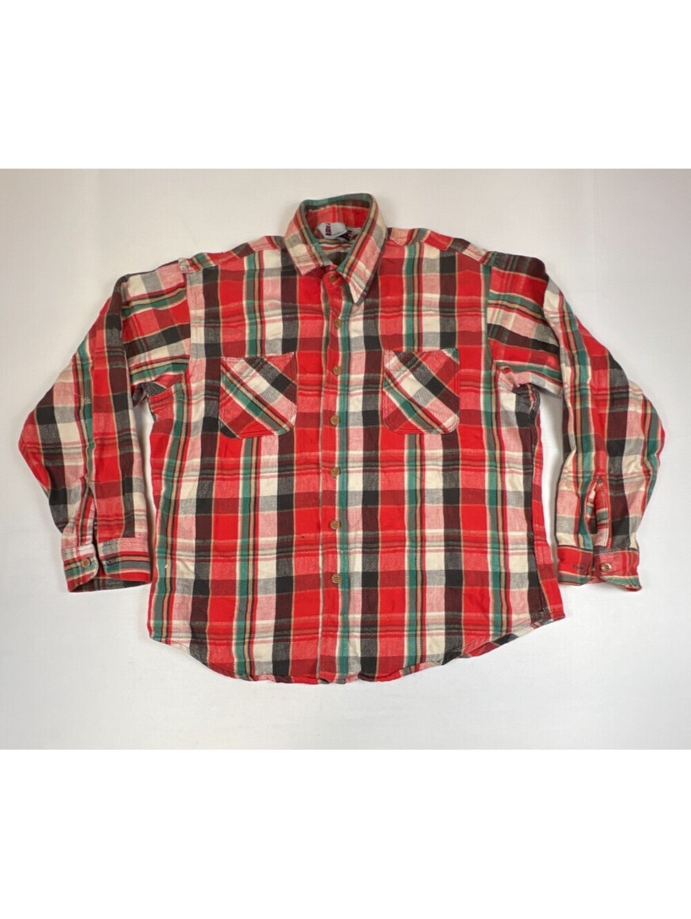 Vintage Big Mac JCPenney Plaid Flannel Shirt Mens L Red Green Workwear